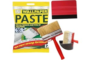 PRIMEORA All-Purpose Paste Kit – Ready Mixed Wallpaper Adhesive & Tools Set – Includes Glue, Brush & Smoother – For Lining Paper for Walls, Anaglypta, Textured Surfaces, Cheap Rolls, Easy DIY Use
