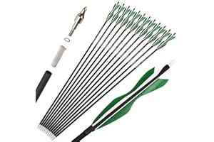 Wolfman 12X Archery Carbon Arrows Spine 500 Archery Target Arrows Recurve Arrow Compound Arrow Hunting Arrow with 5" Nature Feather Arrows for Recurve Bow Compound Bow
