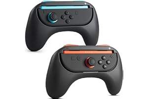 RHOTALL [2 Pack Poignées ergonomiques pour manettes Nintendo Switch 2, Poignées confortables compatibles avec les joycons de la Switch 2, antidérapantes et résistantes à l'usure - Noir