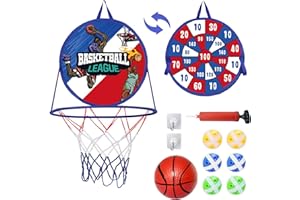 GOUJFOL Canasta Baloncesto Infantil con Diana Dardos, 2 in 1 Plegable Doble Diana y Mini Canasta Juguete, Interiores y Exteriores Lanzamiento Juego, Niños Regalo Juegos de Fiesta
