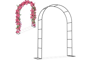 UISEBRT Rosenbåge av metall, 192 x 38 x 240 cm, växtstöd för klätterväxter, bröllop, trädgård, terrass, båge, bröllopsbåge, trädgårdsbåge, pulverlackering, svart väderbeständig