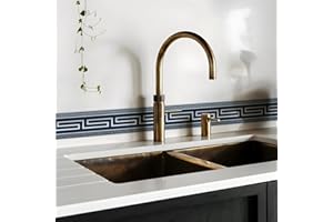 funlife Greek Key Peel and Stick Self Adhesive Wallpaper Borders, Brushed Metal Blue 10x600cm