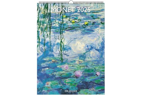 DRAEGER PARIS 1886 - Calendrier Mural Grand Format 29x39 cm 2025 - Thème Monet - 12 Photos Détachables - Multilingue - Papier FSC & Encres Végétales - Planificateur Écologique pour Maison & Bureau