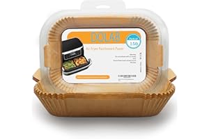 DOLAB 150 Pcs Air Fryer Liners Disposable Parchment Paper Grease-Proof Air Fryer Accessories Compatible with Ninja, Cosori, Tower & Dual Air Fryers
