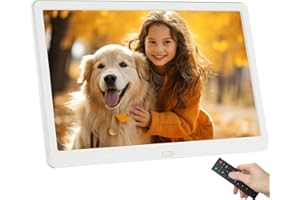 KENUO Digital Photo Frame 10 inch, 1920x1080 FHD Digital Picture Frame IPS Display, Photo/Music/Video Player, Calendar Alarm Auto On/Off Timer, Remote Control White