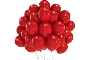 DAZAKA Ballon Rouge 50 Pièces - 12" 30 cm - LATEX NATUREL | Ballon Gonflable Hélium | Ballon Baudruche | Décoration pour Anniversaire, Baptême, Fete