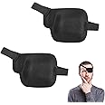 AIEX 2pcs 3D Eye Patches for Adults, Adjustable Eye Patches for Left Eye Comfortable Medical Eyepatch Black