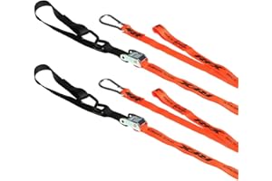 RFX Race Series 1.0 Tie Down Straps (Orange/Black) with Extra Loop and Carabiner Clip