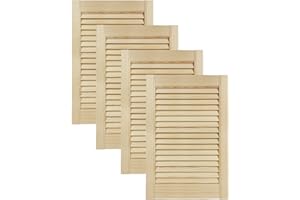 DecoMeister Puerta de Lamas Tipo Persiana de Lumbrera de Celosía de Madera Maciza de Pino Para Armarios Frente de Mueble con Listones Abiertos de Dimensiones 394x606 mm Juego de Cuatro Piezas