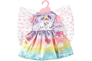 ‎BABY BORN BABY born Einhorn Feen Outfit, buntes Puppenkostüm mit Flügeln und Einhorn-Motiv für 43 cm Puppen, 829301 Zapf Creation