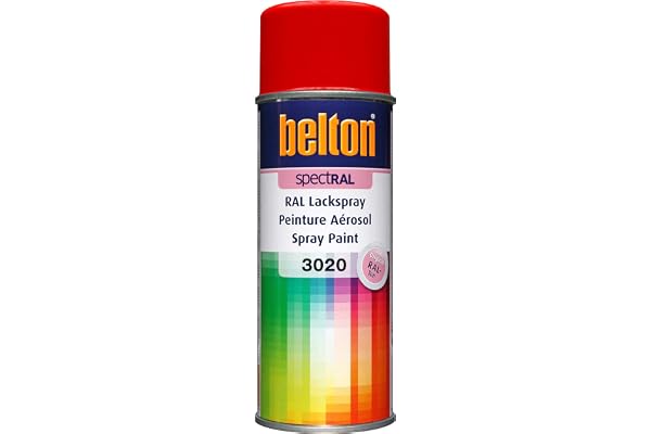Peinture SpectRAL Belton - Bombe Aérosol Spray de Peinture Toutes Surfaces - RAL 3020 Rouge Signalisation - 400 ml - Ref. 324056