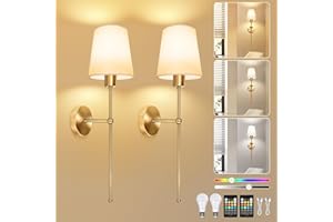 Dehobo Apliques de Pared LED Recargables, Lámparas de Pared Interior con Batería Lámpara LED Ajustable, 3 Temperaturas + 12 RGB, Mando - Ideal Applique para Dormitorio, Salón, Pasillo