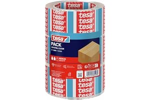 tesa Express packtejp Crystal Clear - extra stor rulle - snabb och snygg tätning utan verktyg - transparent - 3 rullar om 66
