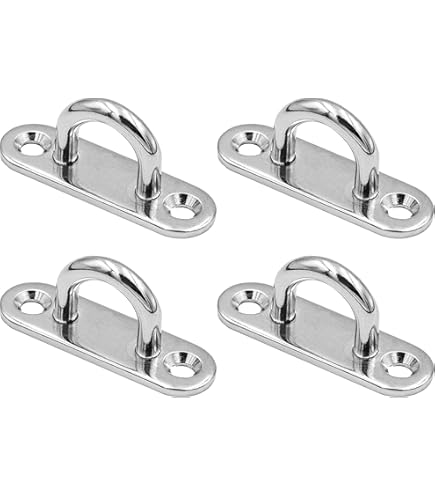 Gancio Da Soffitto In Acciaio Inox - Piastra Ad Occhiello Con Viti, Portata 300 Kg - Foto 3