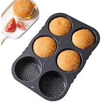 Stampo In Silicone Per Hamburger E Panini – 6 Fori Diametro 10 Cm, Antiaderente, Resistente Al Calore (-40° A +230°C), Con Pennello Incluso