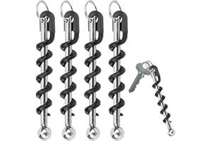 BEUFEE 4 pezzi di cavatappi a spirale, portachiavi portatile cavatappi nero in acciaio inox vino birra apribottiglie cavatappi accessori da cucina