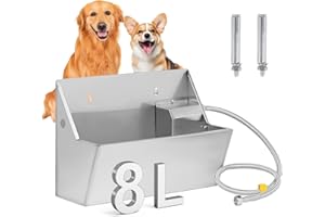 MUALROUS Dispensador automático de agua para perros de 7 l, bebedero de agua para exteriores, acero inoxidable 304, llenado automático para mascotas