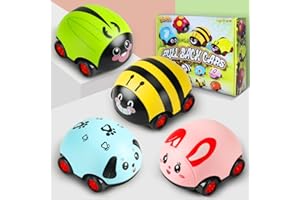 VoMii Spielzeugauto Set [4 Stück] Kinder Spielzeug ab 1 2 3 Jahre, Aufziehauto, Zurückziehen Autos Trägheit Reibungsbetriebene, Geschenk für Baby Kinder Jungen Mädchen, Lehrreiches Spielzeug