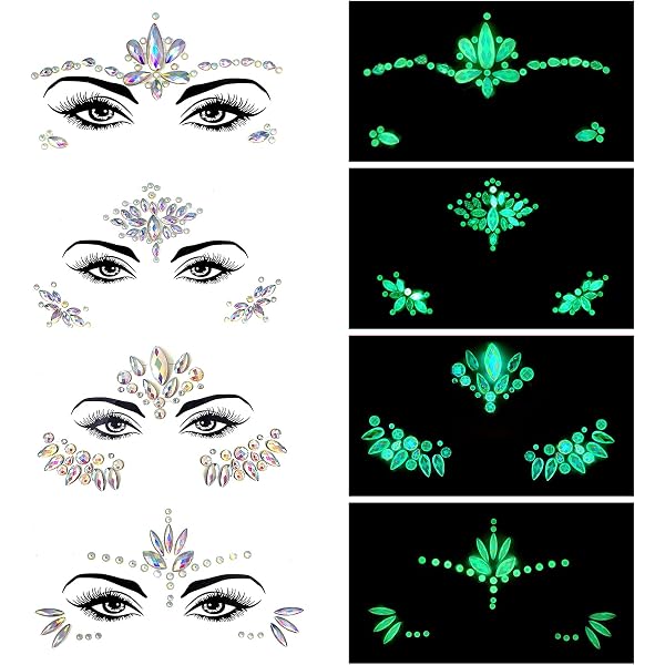 HOWAF Gesichtssteine 6er Set – Selbstklebende Strasssteine Für Gesicht, Karneval & Halloween | Glitzer Schmucksteine Für Party Make-up