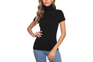 Totatuit Lupetto Donna Manica Corta Maglione Donna Invernale Dolcevita Maglietta Elegante Basic Top a Collo Alto T-Shirt Casual Maglia Magliette Pullover di Base Slim Fit Morbida