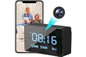 Zunrit cámara espía HD 1080P Reloj WiFi Oculto inalámbrico, Alarma Interior con Detección de Movimiento, Mini cámara espía, cámara niñera Oculta con visión Nocturna