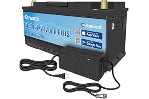 FLLEEYPOWER KEPWORTH 120Ah 12V bluetooth Akumulator litowo-żelazowo-fosforanowy, Deep Cycle 8000 cykli Li-Ion, 10 lat żywotności, wbudowany inteligentny BMS, do instalacji solarnych, morskich, kamperów