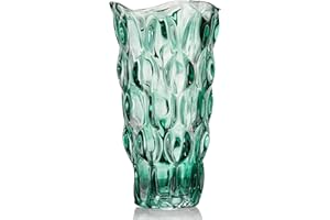 CEMABT 9.5inch 3.4 lb Glass Vases for Flowers Unbreakable Thickened Morden vase for Tables Centerpieces,Colorful,Vintage and Clear Rose Large Flower vases for Bouquet Unique Gifts（Green）