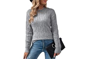 Niwicee Maglione da Donna Girocollo Maniche Lunghe Donna Elegante Casual Maglione Caldo Maglione Lavorato a Maglia Maglione Autunno Inverno Pullover Casual Knitted Bluse