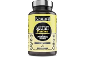 Vittalogy Multivit Premium. Multivitaminas Con Sales Minerales y Probióticos. Multivitaminico que Combate El Cansancio Y Aumenta Las Defensas. Hombre Y Mujer. 120 Cápsulas.