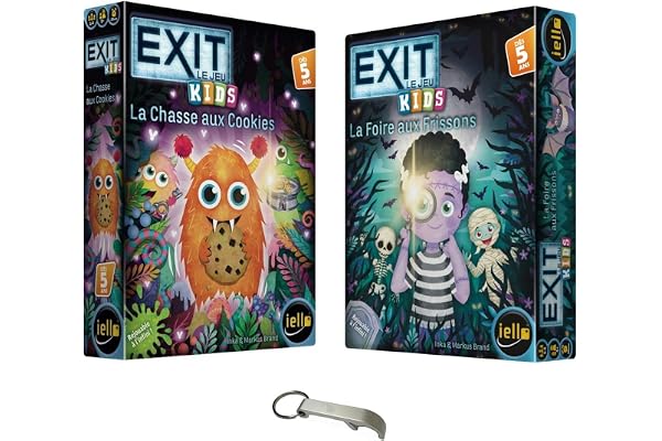 Blumie Shop Lot Exit Kids en Français : La Foire aux Frissons + La Chasse aux Cookies + 1 Décapsuleur - Jeu de Société Escape Game - 1 à 4 Joueurs - À partir de 5 Ans