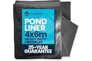 Swell UK 4m x 6m Pond Liner | 25-Year Guarantee | Heavy Duty Underlay | UV Resistant | Garden Fish Ponds