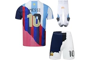 YOHA Argentina Barcelona Miami #10 Camiseta de Fútbol y Pantalones Cortos para Niños Set Regalo Tallas Juventud