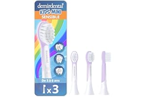 Lot de 3 Têtes de brosse de rechange demirdental for Kids pour Philips Sonicare Enfants 3 ans et plus, remplace HX6033 HX6034, Mini, Lilac