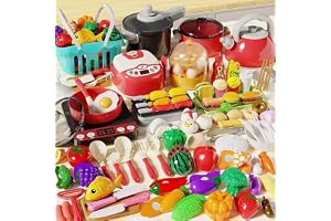 NXPZ 102 Pcs Barnkök Leksakssats, Utomhus Kökstillbehör för Barn, Köksrollspel Leksak, med Kökstillbehör, Grytor, Mat och Var