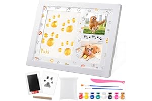CMBPNNGS Impronta Zampa Cane e Gatto Kit Impronta Cornice Portafoto 3D Immagine Montatura con Argilla Impronta Corredo