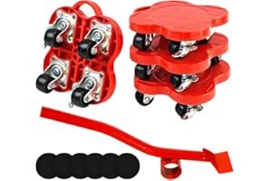FUZHIK Furniture Sliders Moving Kit with 4 Wheels, Heavy Duty Furniture Lifter Tool 360° Rotating Transport Rollers for Sofa Bed Cabinet Fridge Freezer, 600LBS Max Load, Move Heavy Furniture Mover Tool Set