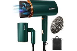 ‎GRT PRO GRT PRO Suszarka do włosów Składana suszarka jonowa2200W Podróżna suszarka do włosów z dyfuzorem i dyszą do stylizacji Suszarka do włosów Suszarka do włosów Blue Light Ionic Care Lighte (szary)
