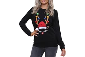 NOROZE Women's Xmas Jumper Merry Ladies Elf Pullover Knitted Sweater UK Sizes 8-18