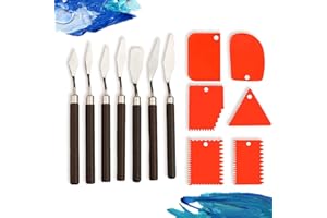 ‎YERIA Yeria 13 Pcs Palette Messer Set,7 Stück Malmesser Set mit 6 Stück Zahnspachtel,Palettenmesser Malwerkzeuge, Malmesser,Spachtel Malen Acryl Malmesser Set Spachtel Zum Malen Ölgemälde, Gouache