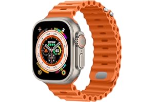 HITZEE Compatible with Apple Watch Strap 49mm 45mm 44mm 42mm, Soft Loop Silicone Straps with Buckle Designed for Apple Watch Ultra 2 Ultra Series 9 8 7 SE 6 5 4 3 2 1, Orange