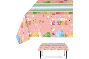 CODKU Easter Table Cloth Plastic Easter Tablecloth Waterproof Easter Table Cover Easter Decorations Wipeable Rectangular Party Table Cover for Easter Party Supplies, 274x137cm