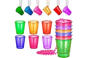 FANXIYA 18 Pièces Verre a Shot en Plastique, Verre Evjf Shooter avec Sangle Sur le Cou pour Marié, Mariée et Marié à Être,lot de Verrines pour Anniversaire, Fête