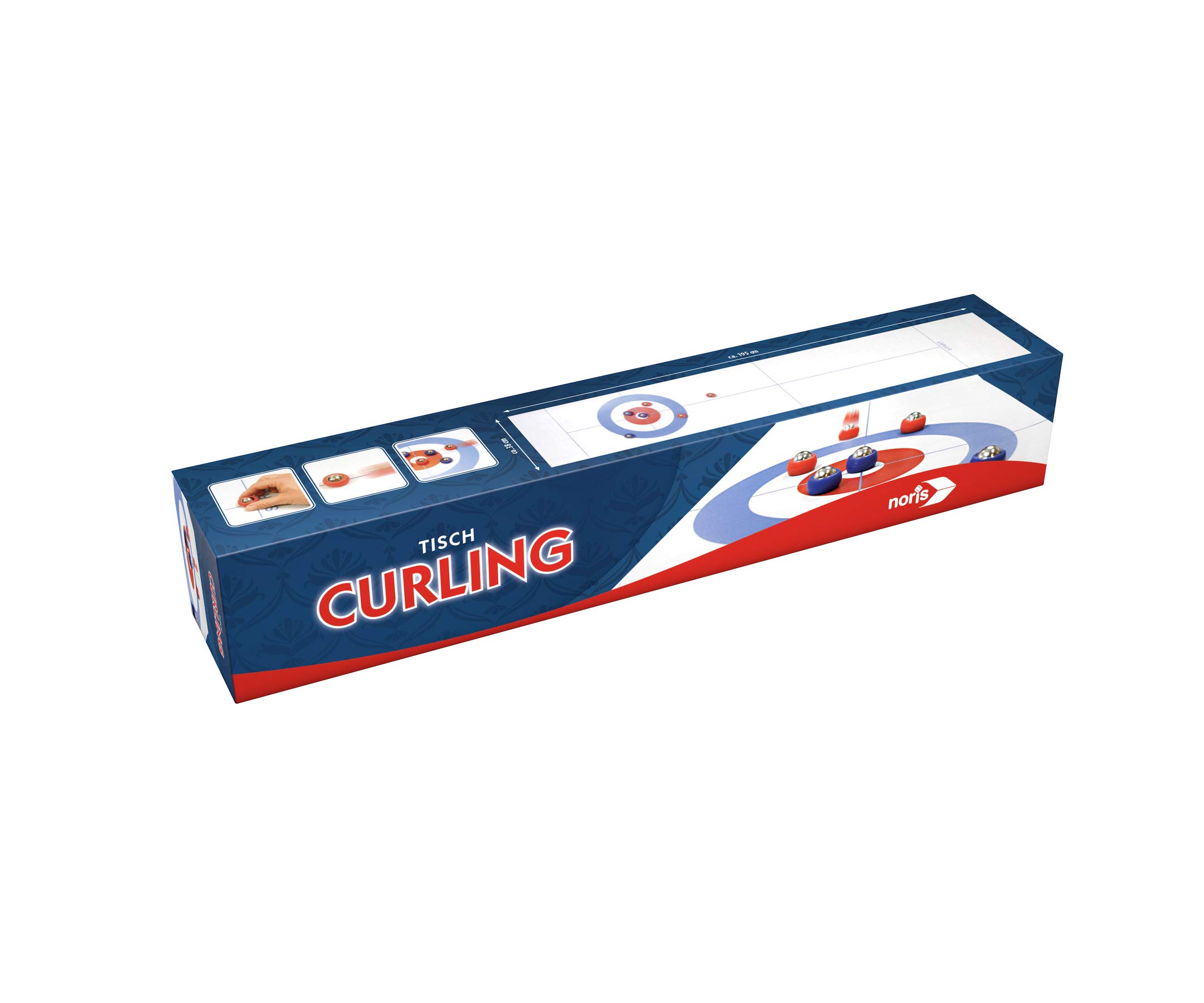 noris 606101717 Curling - Mesa con rizador Enrollable para Mayor diversión Incluso en Movimiento, Superficie de Juego 195 x 38 cm a Partir de 6 años