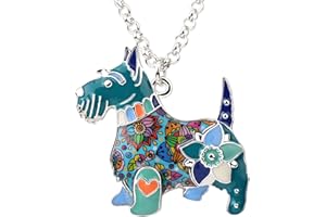 WEVENI Enamel Alloy Scottish Terrier Dog Puppy Necklace Pendant Animal Pet Jewelry Gifts for Women Girls Ladies blue