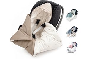 BABEES© Wattierte Winter Einschlagdecke mit Füllung für Babyschale Autositz 80x80 cm universal, Übergangszeit Herbst, Warme Babydecke für Kinderwagen Babytragen Babybett Velvet beige