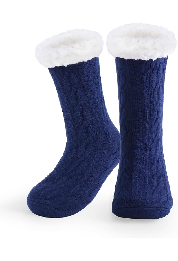 ZAKASA Chaussettes Antidérapantes Hiver Homme - Chaudes Chaussettes Maison Thermiques Avec Doublure Sherpa (1 Paire)