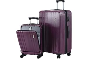 TydeCkare Luggage Set 2 Piece 20/28, 20" with Front Pocket & 28" Luggage Expandable, ABS+PC Suitcase with Spinner Wheels, TSA Lock, with YKK Zipper, Rose Red
