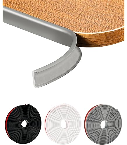 HeiPen U-vormige zelfklevende meubelrandtape, 5 meter, flexibele TPE-vouwbare randbescherming, rubber voor kastranden, eindstrip, plafondranden, werkbladen (20 mm x 5 m, grijs