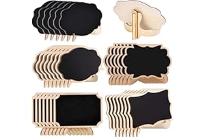 JICYOR 30PCS Mini Tableau Ardoise, Mini Tableau Noirs avec Support, Mini Tableau Bois Rectangulaire avec Chevalet pour L'école,Tableau Message, Mariage et Fête