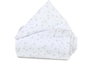 Babybay Grille protection pour lit - bébé - Étoiles gris perle blanche